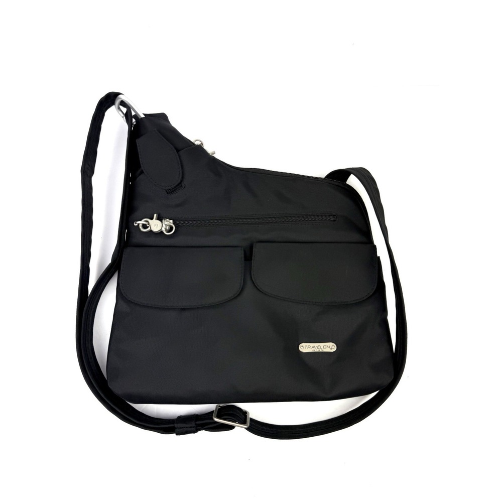 Travelon Classic Crossbody Bag Black Canvas RFID Anti Theft Travel Used Once